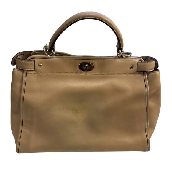 Vintage Coach Gramercy Satchel in Beige (Bone) Glove-Tanned‎ Leather - Picture 2 of 5